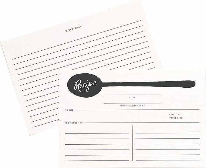RIFLE PAPER CO. Charcoal Spoon Recipe Cards - Set of 40