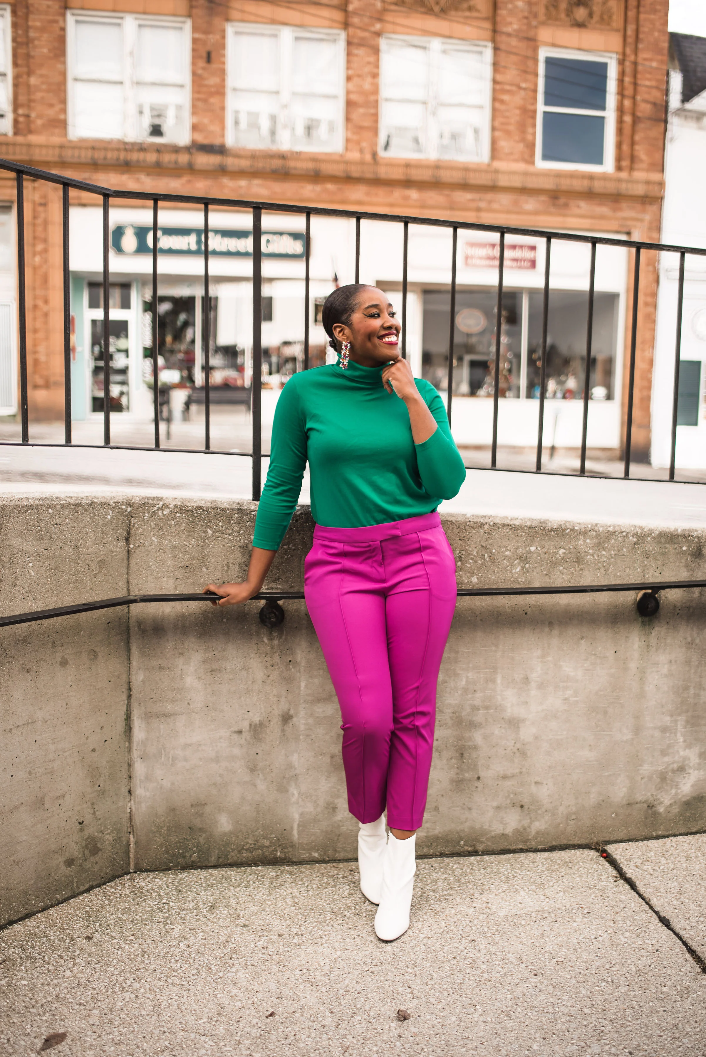 Turtleneck Styling Tip #1: Consider pairing turtlenecks with slacks and/or skirts.