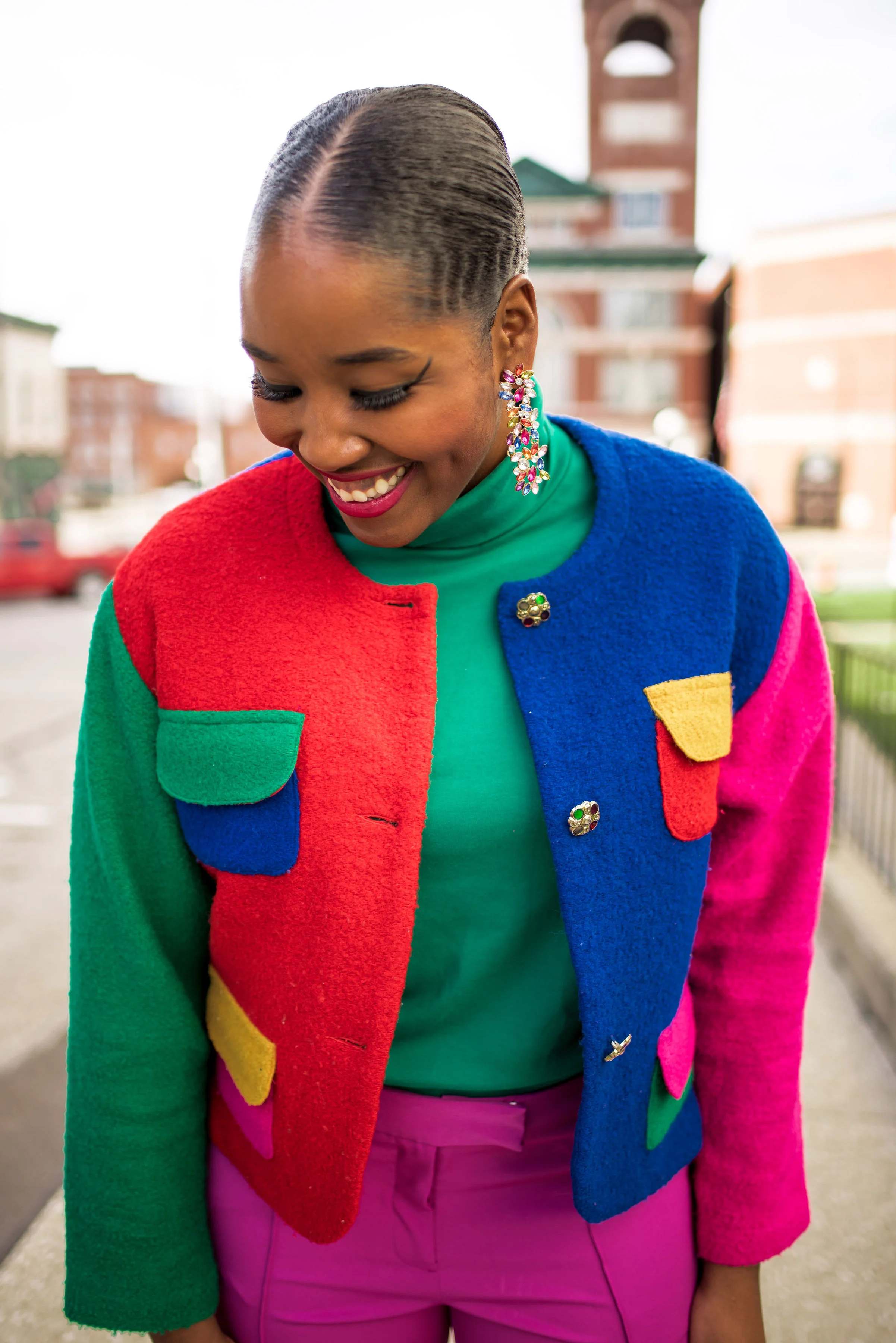 Turtleneck Styling Tip #3: Consider pairing turtlenecks with bold statement jewelry.