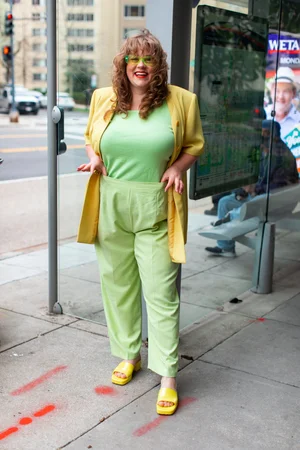 lime green dress pants women's Sage The Label Wide Leg Pants