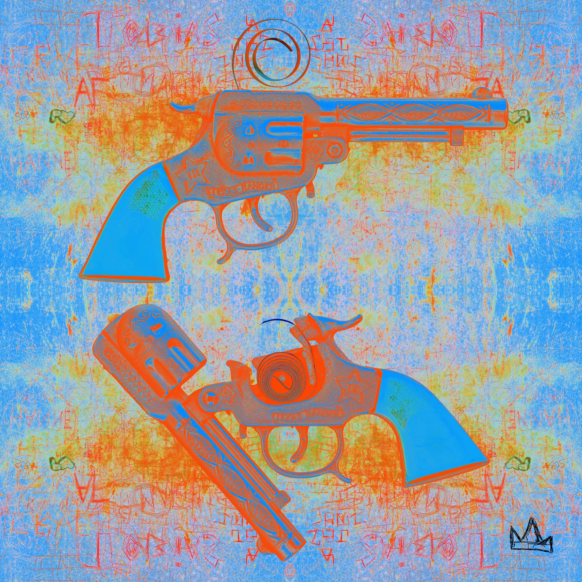 2 CAP GUNS BLUE ORANGE