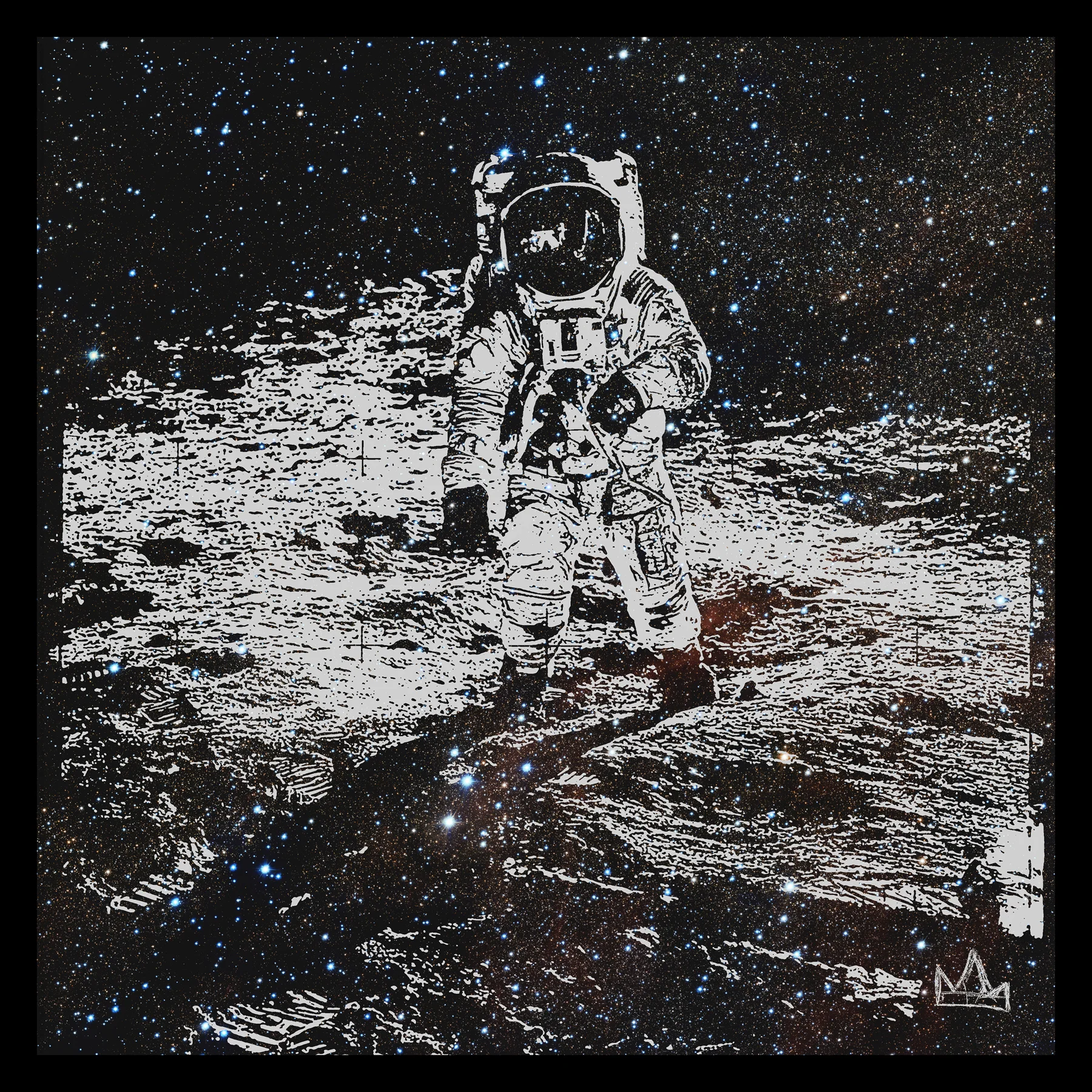 MAN ON THE MOON BLACK AND WHITE
