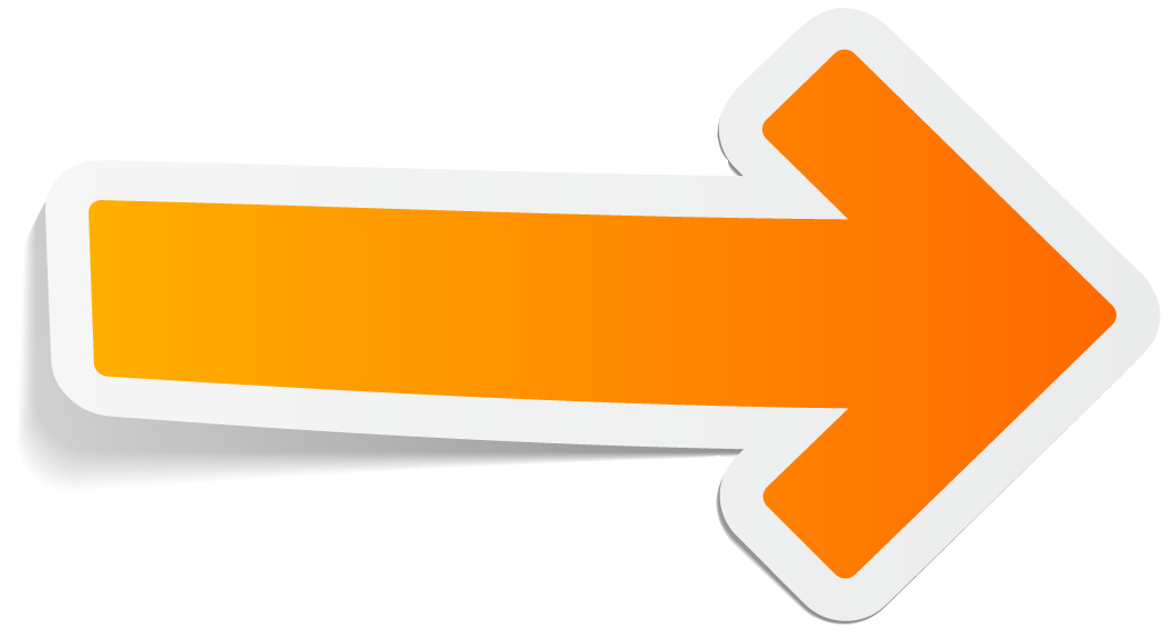 Orange arrow graphic that resembles a sticker