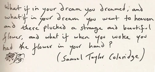 Johnny's handwritten note of a favorite quote
