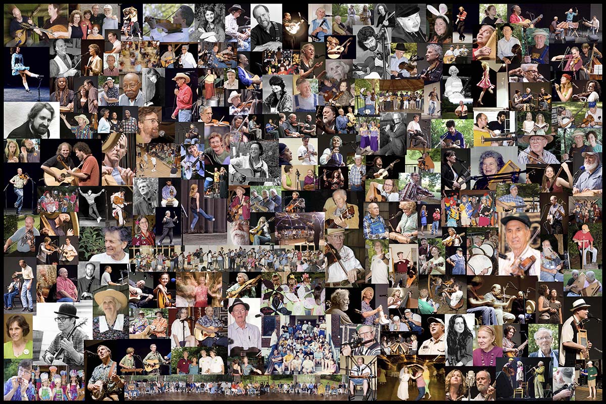 Swannanoa Gathering Photo Collage by Arlin Geyer: The Swannanoa Gathering Collage over the years includes Johnny Cunningham, who was an instructor at the Gathering. Check out 2019 schedule for fiddle workshops: https://www.swangathering.com . Photo of Johnny in collage by Nakki Goranin