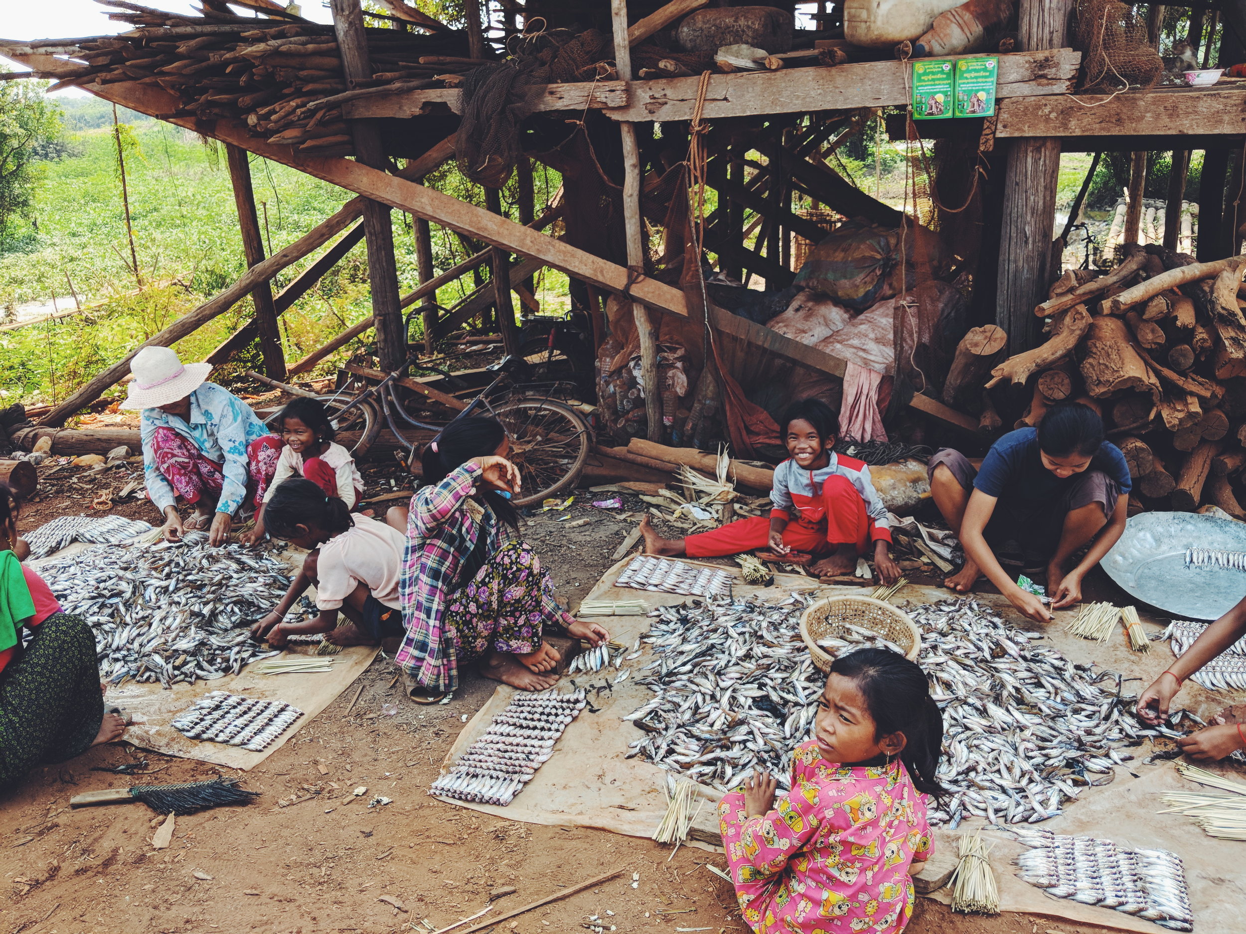 Fishing Village Children Sorting Fish