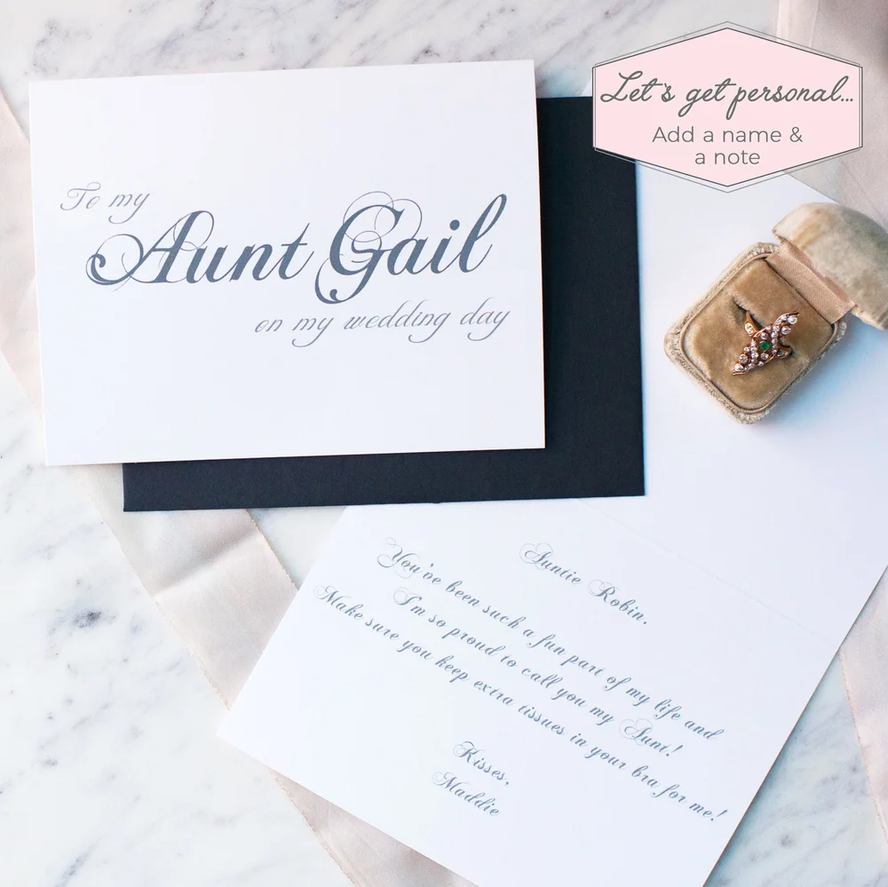 To My Aunt On My Wedding Day Card — Rock Candie Designs Custom Wedding  Stationery & Greeting Cards | Buffalo, NY