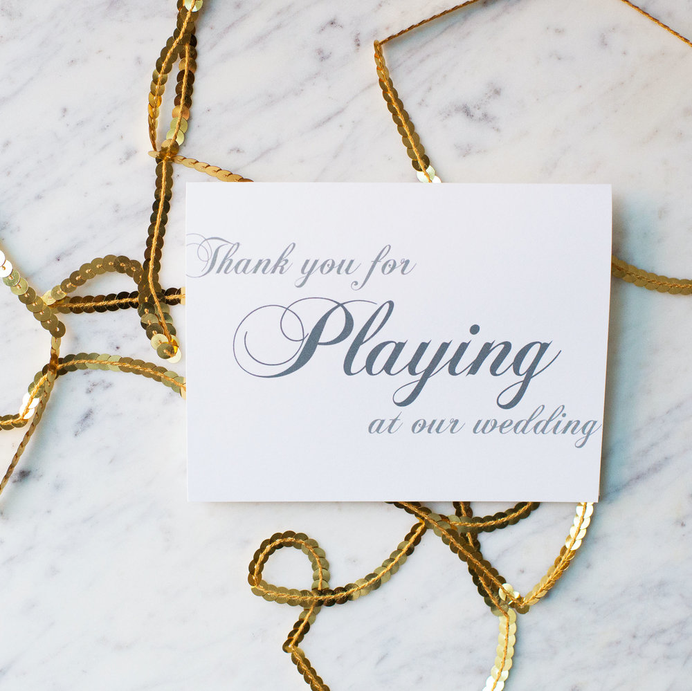 Thank You For Playing At Our Wedding Card Rock Candie Designs Custom Wedding Stationery Greeting Cards Buffalo Ny