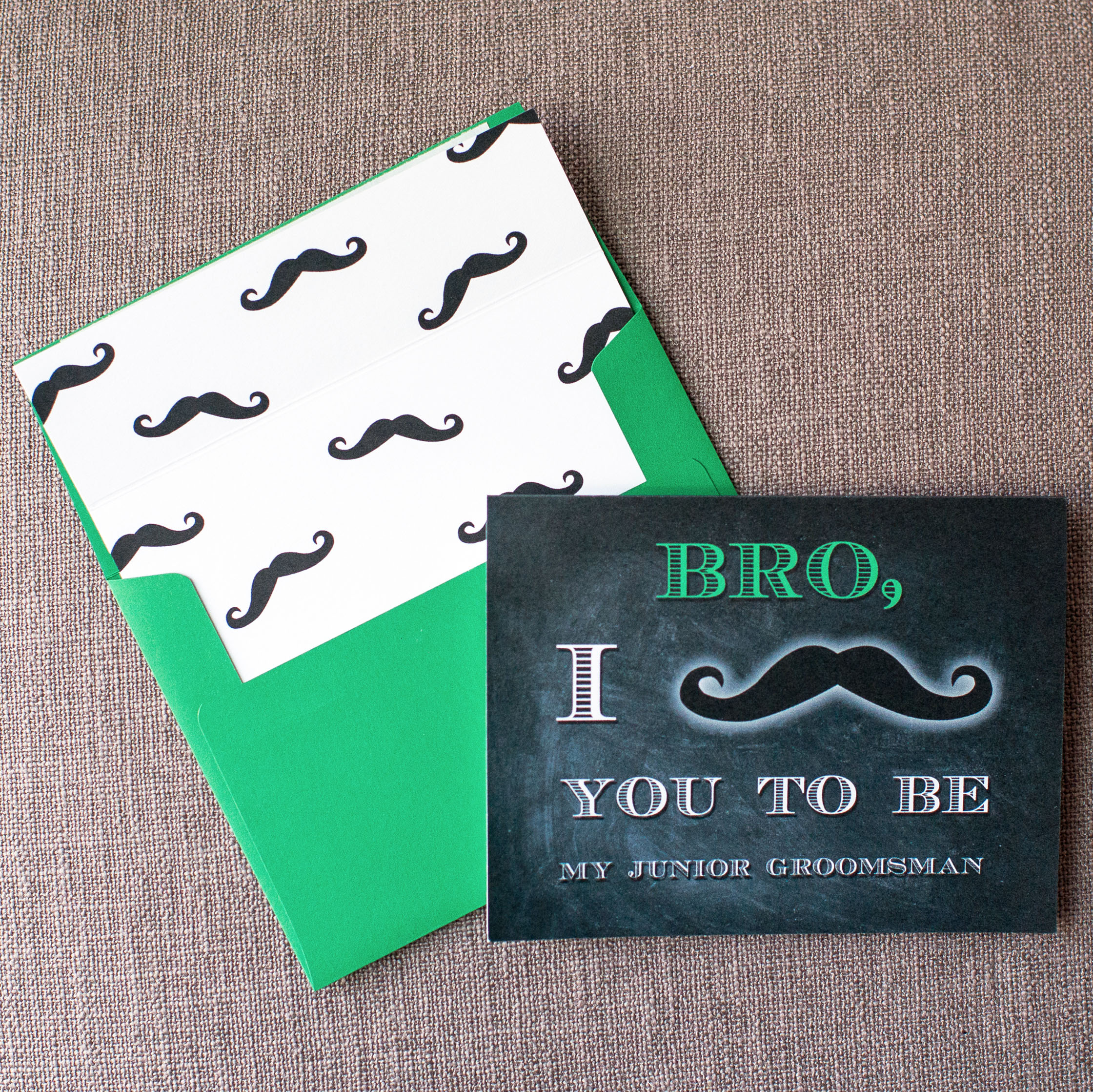 I Mustache You - Green Bro Card