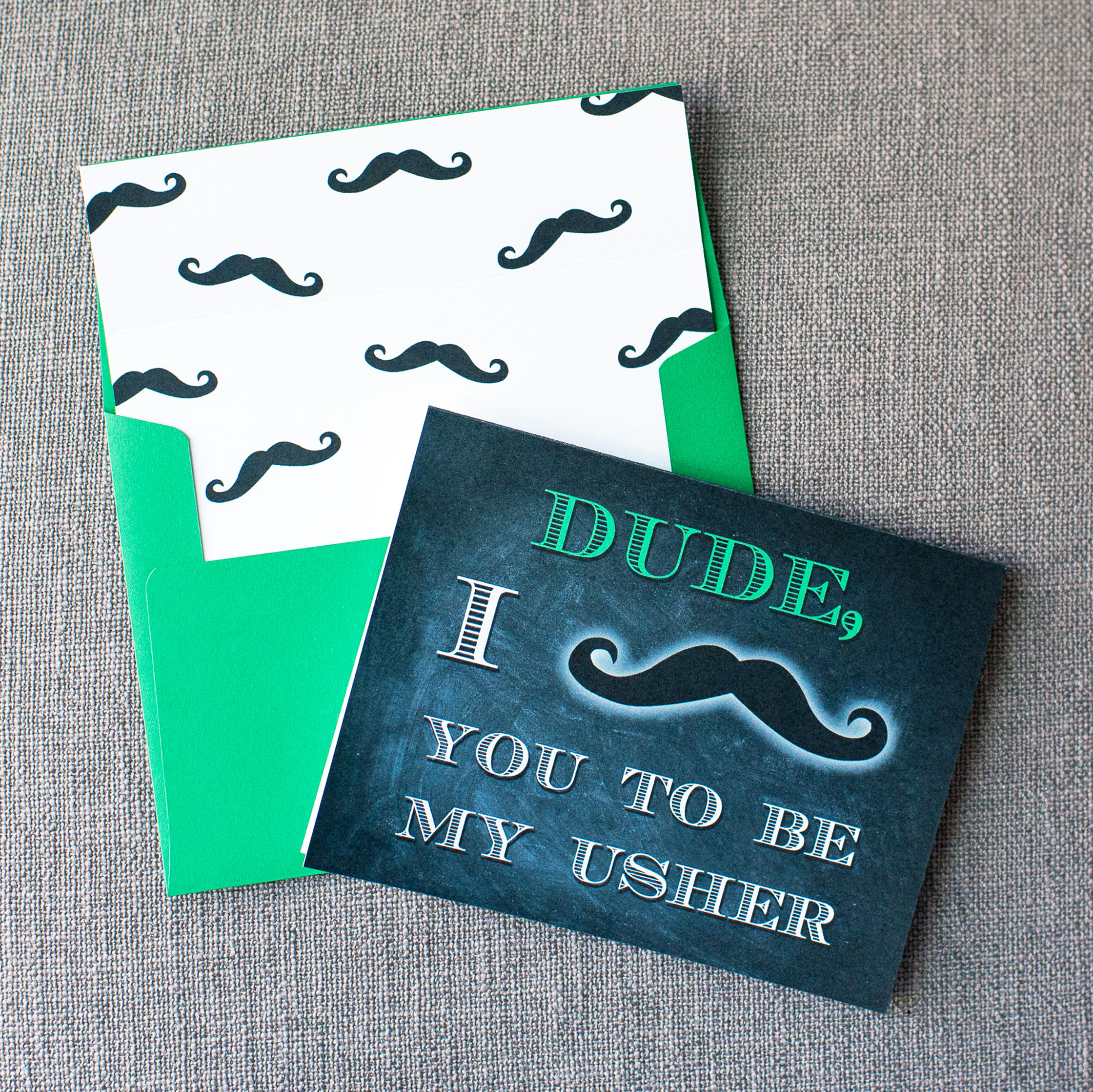 I Mustache You - Green Dude Card