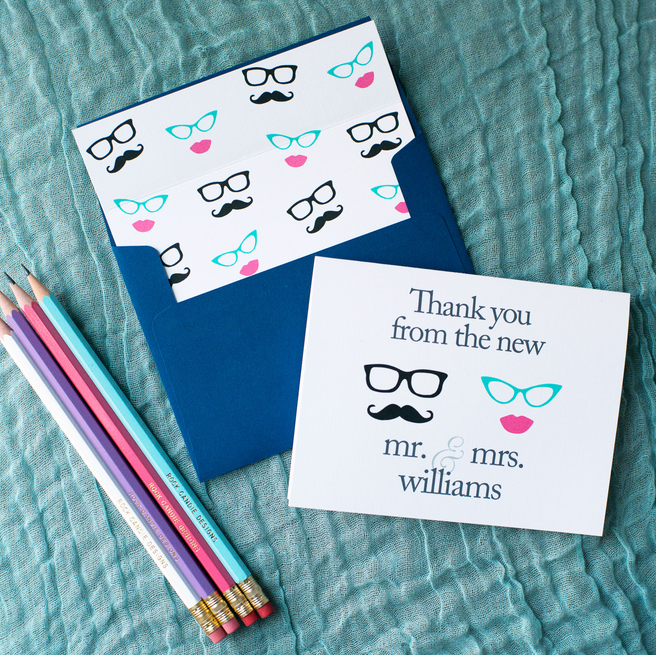 Customized Mustache & Lips Stationery Set