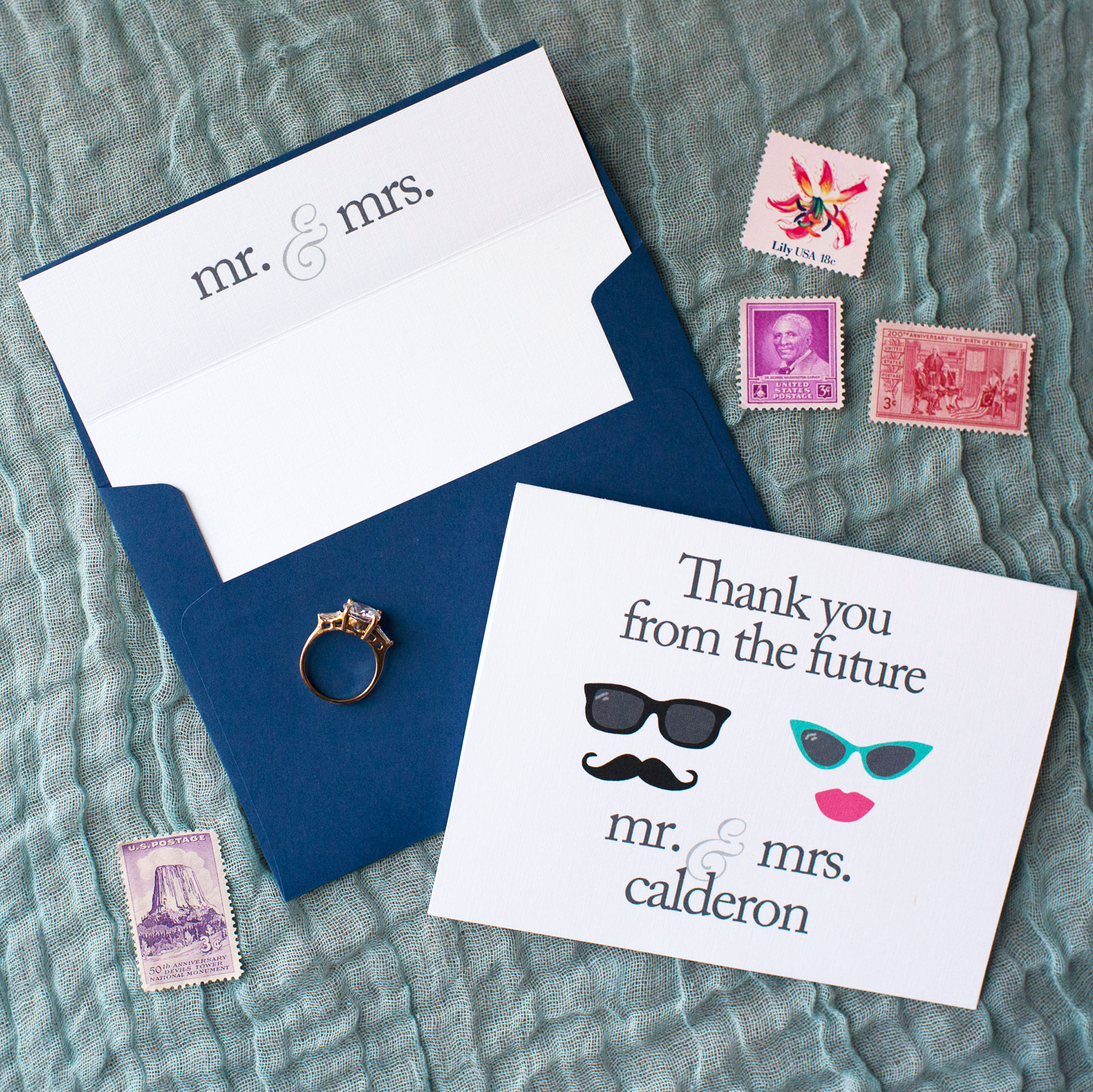 Thank You From The Future Mr. & Mrs. Personalized Vintage Stationery Set