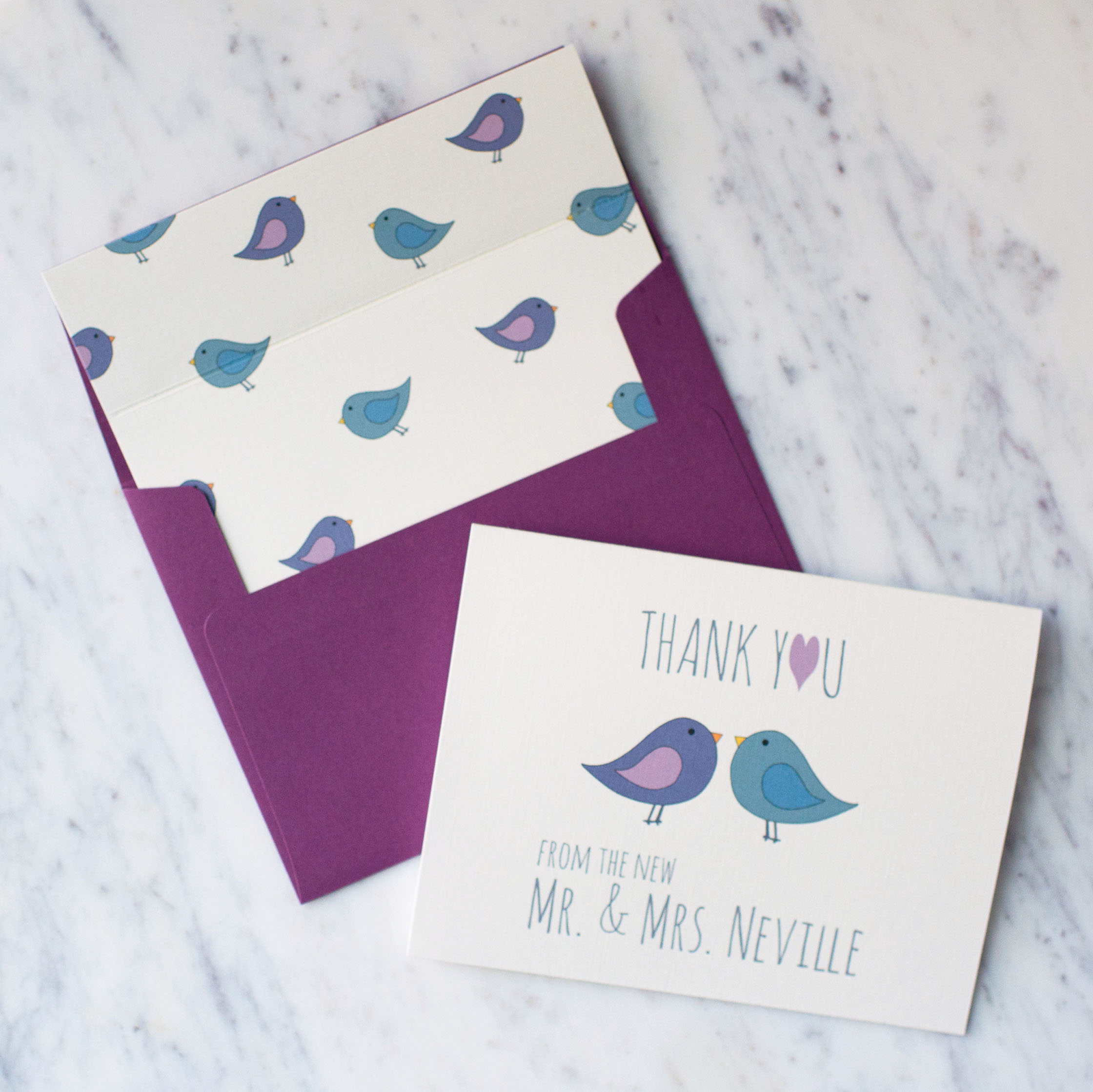 Thank You From The New Love Birds Stationery Set in Ivory