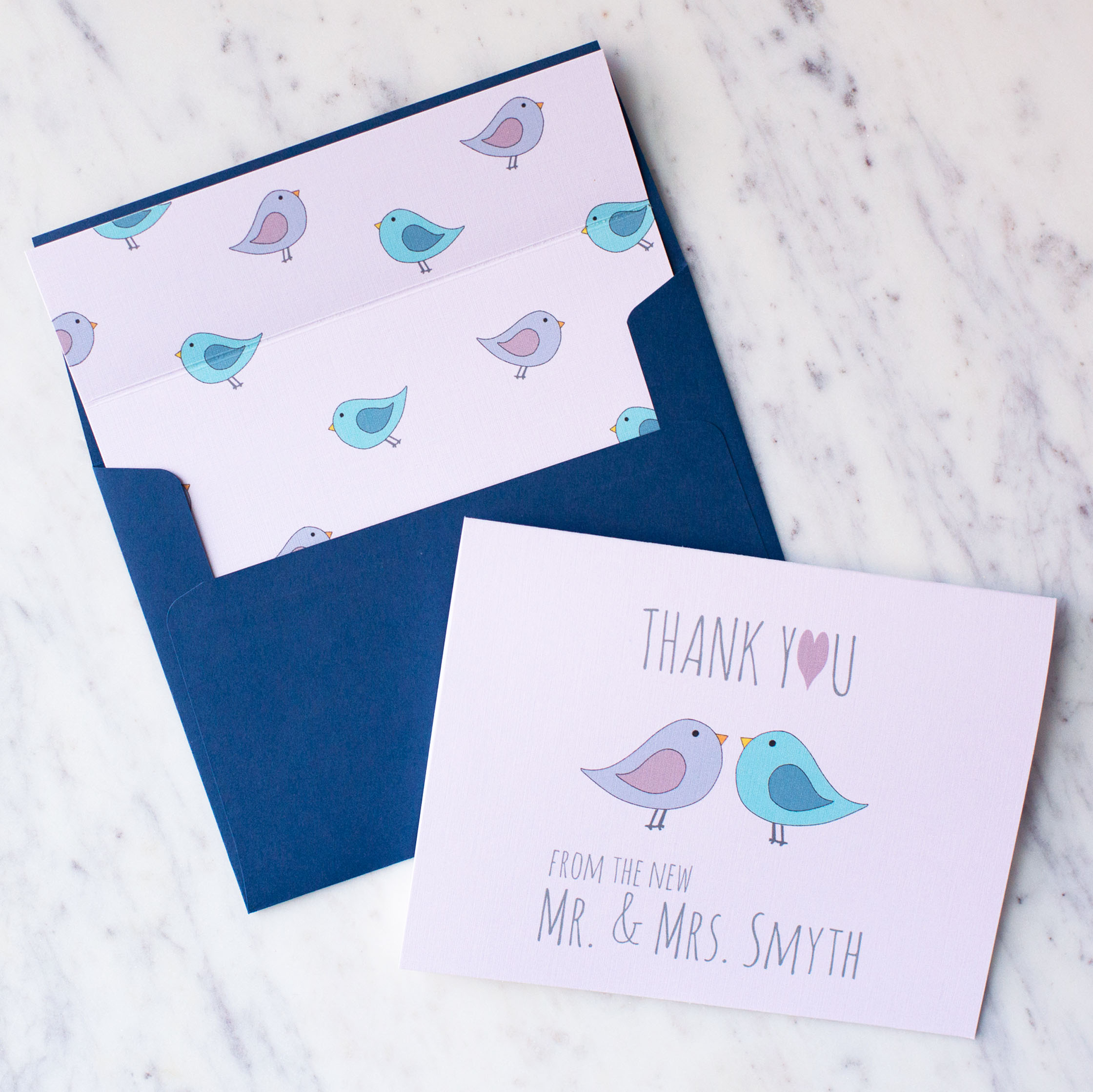 Thank You From The New Love Birds Stationery Set in Pink