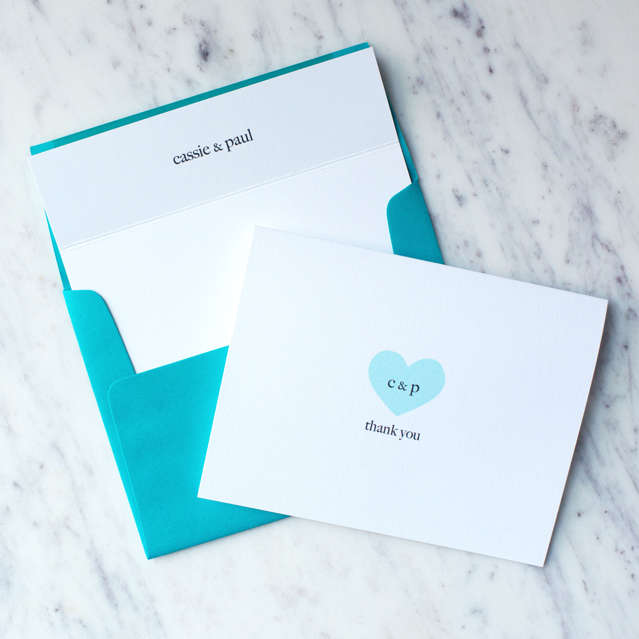 Customized Simple Heart Stationery in Blue