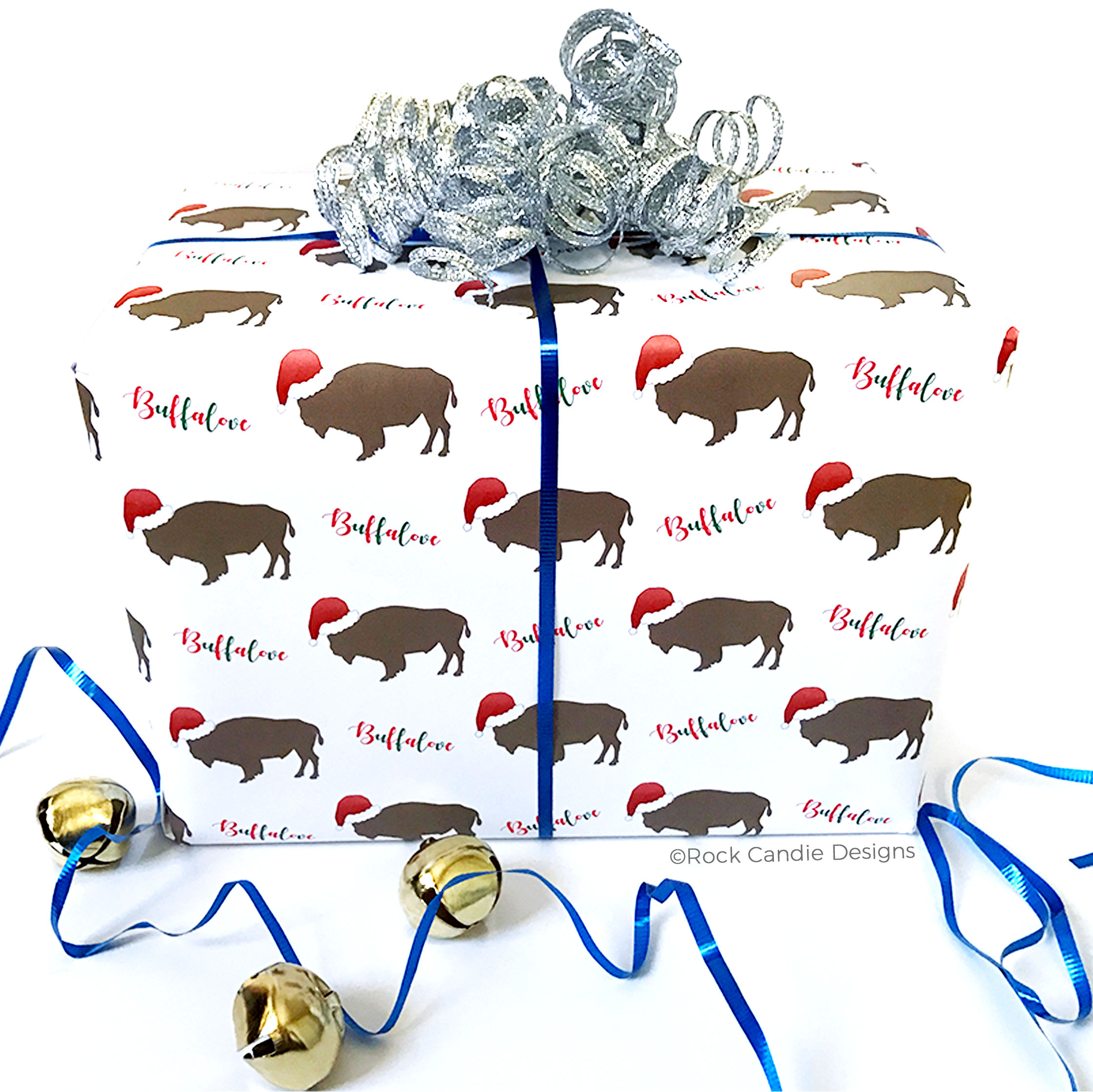Buffalove Buffalo Wearing A Santa Hat Wrapping Paper