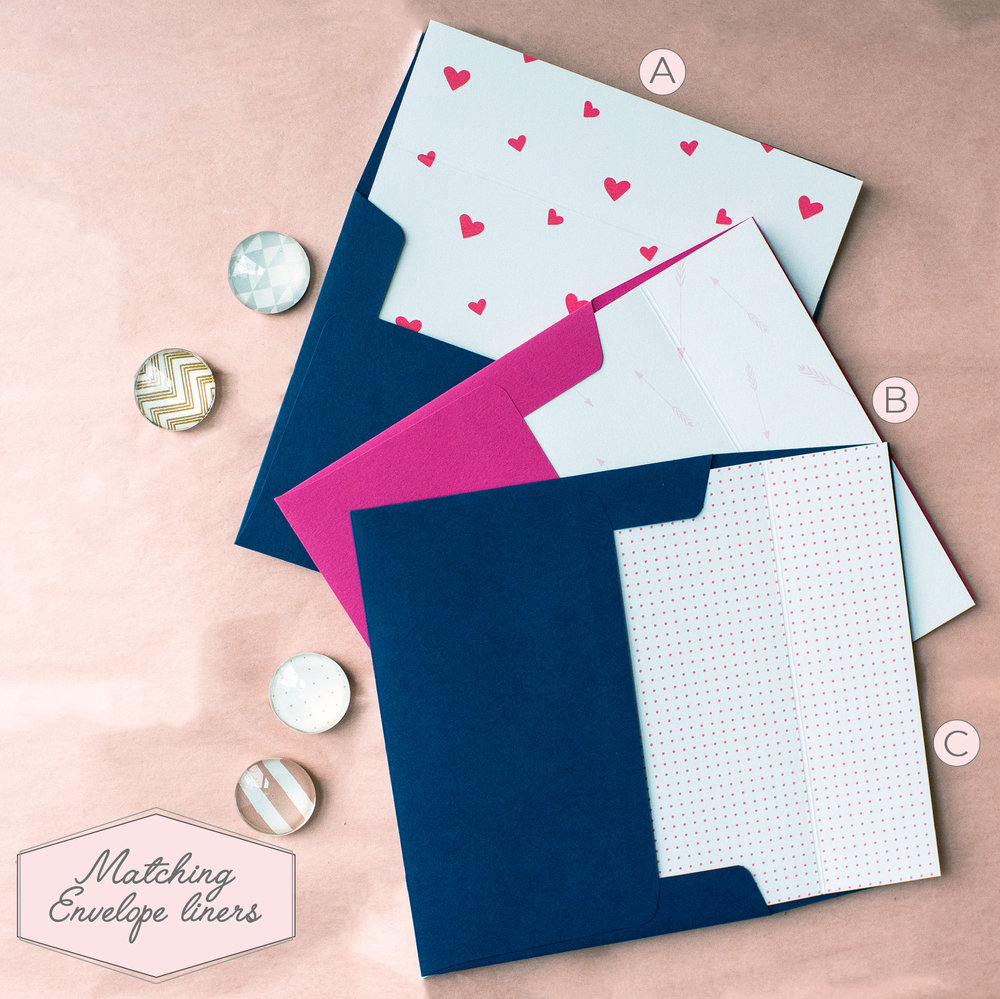 Polka Dots and Hearts Envelope Liner — Rock Candie Designs Custom