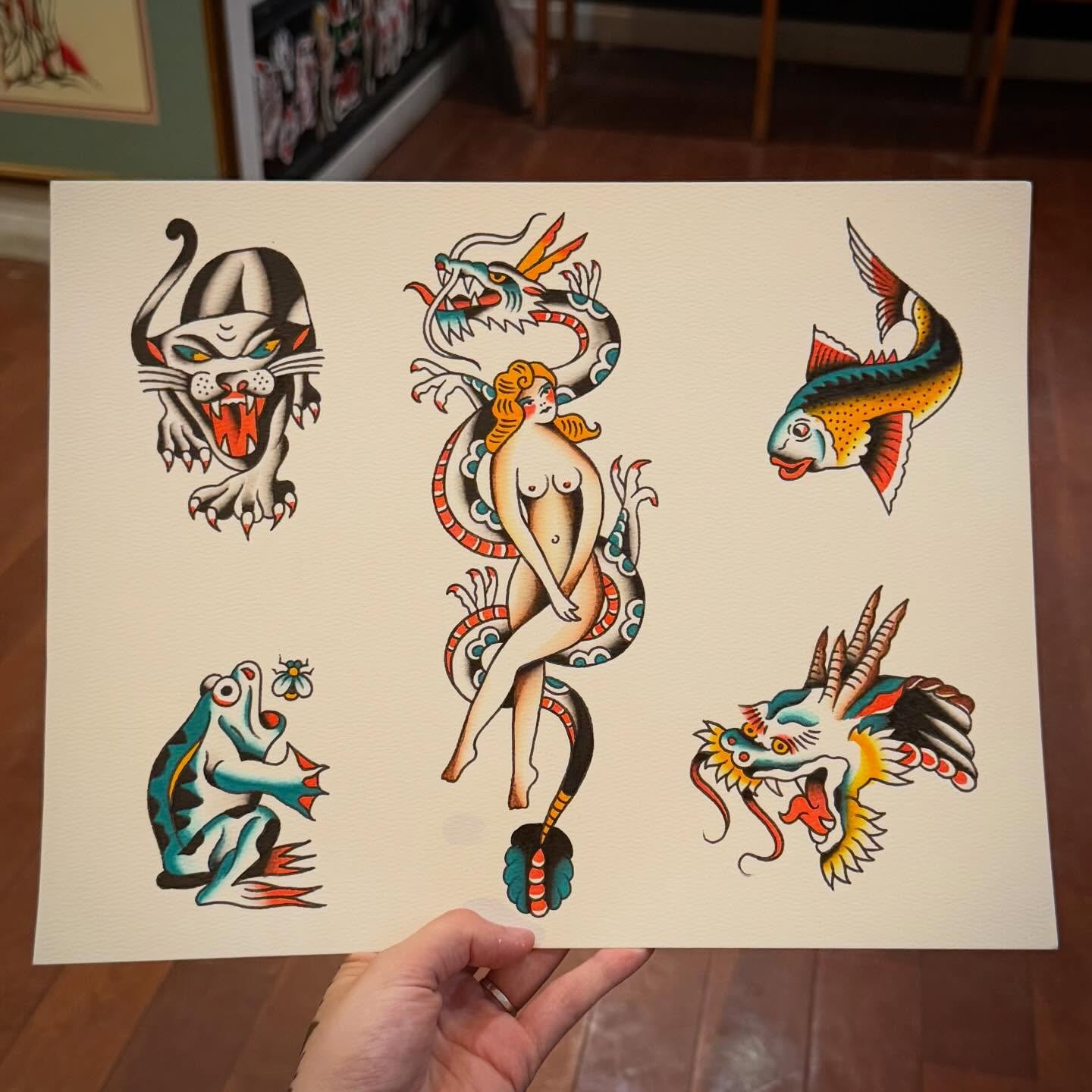 Painted by hand. No AI. No IPad. NO BS. Come to @blackrosetattooky and get a real deal tattoo. 

#traditionaltattoo #folkarttattoo #blackrosetattoolex