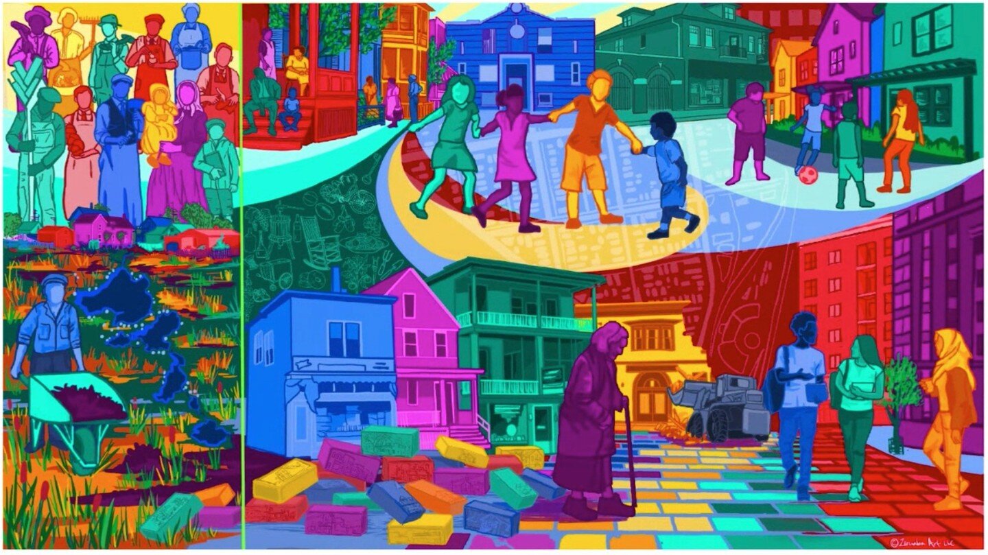 We are (the team I lead at CRG) are closing in on the conclusion of a large mural for a community in Madison celebrating the combination (and collision) of historic Black American and Italian American culture and community. One year of dynamic (and c