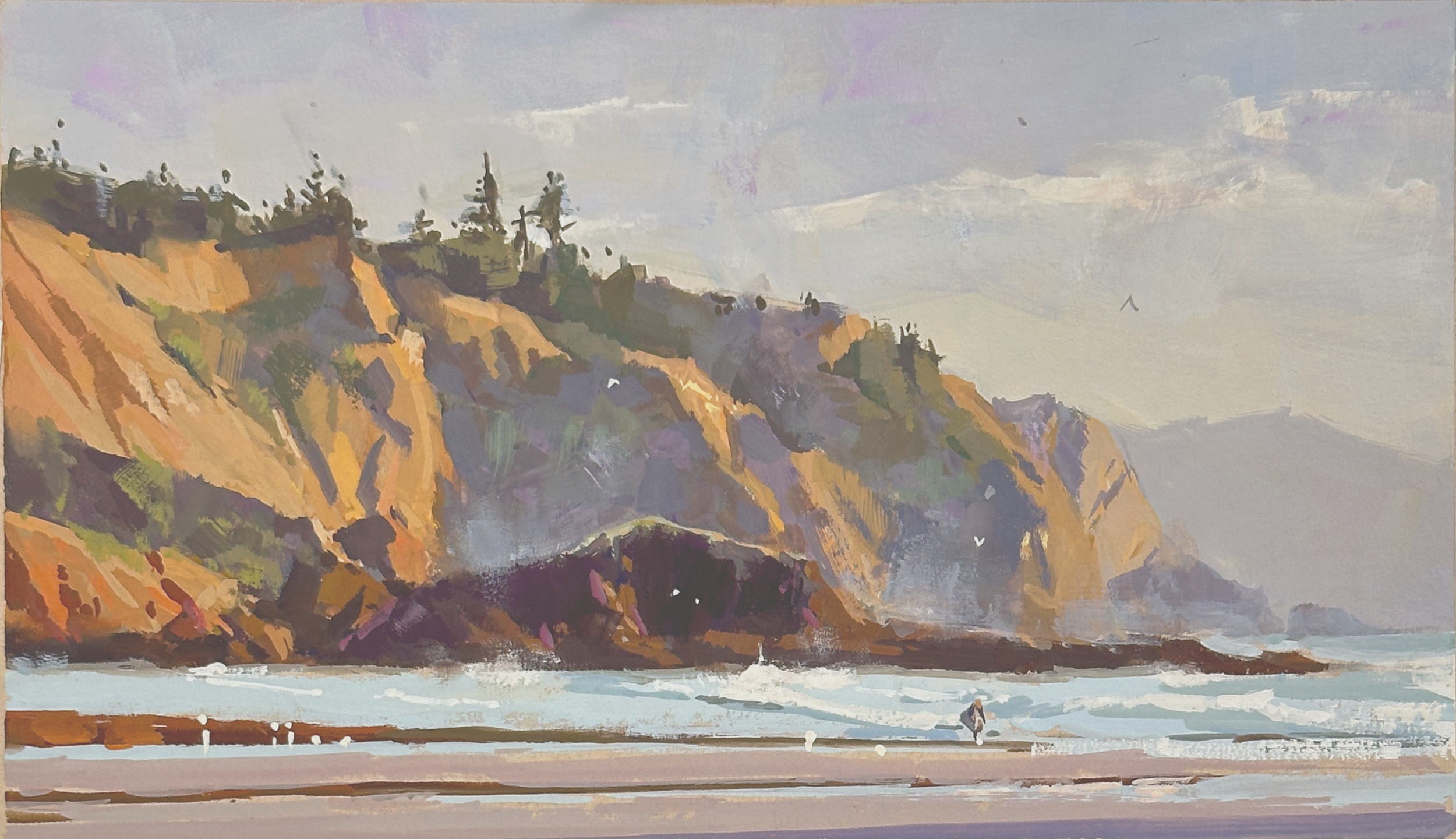 Last Wave, 2023. Gouache on paper, 8.5 × 4.75 in.