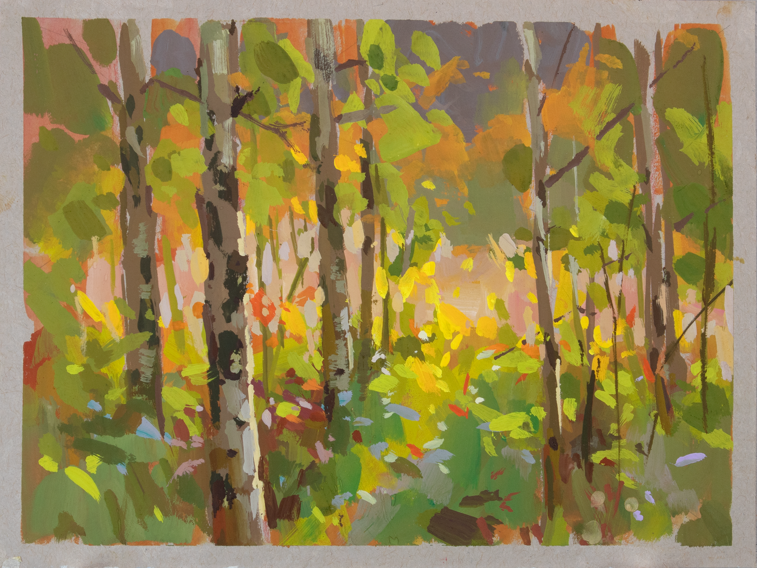 Scattered, 2025. Gouache on paper, 6 × 8 in. Plein air.