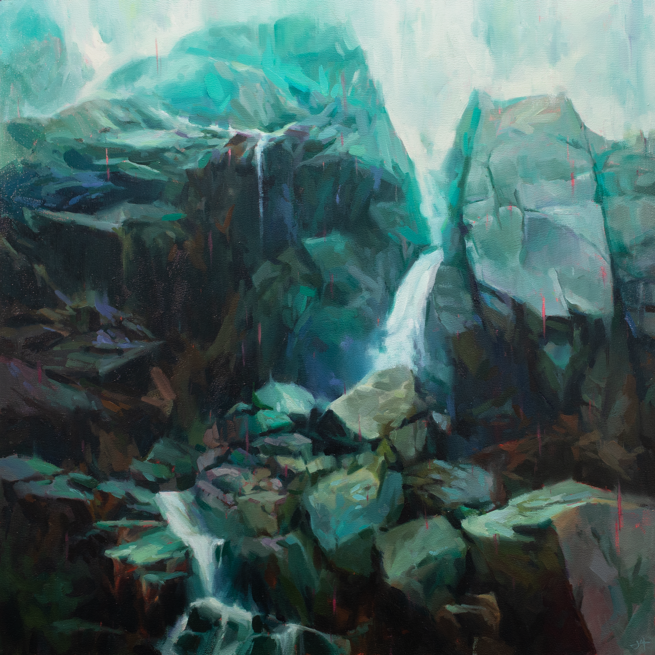 Fractured Dream, 2025. Oil on panel, 24 × 24 in. 