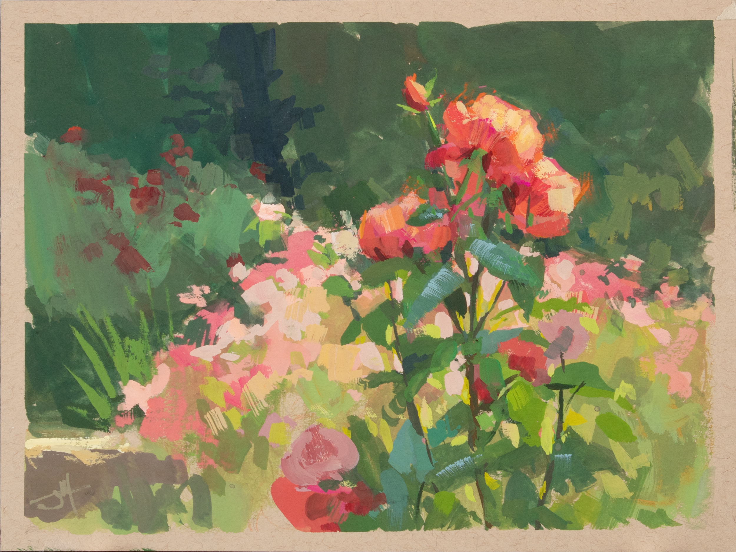 Rosebud, 2025. Gouache on paper, 6 × 8 in. Plein air.