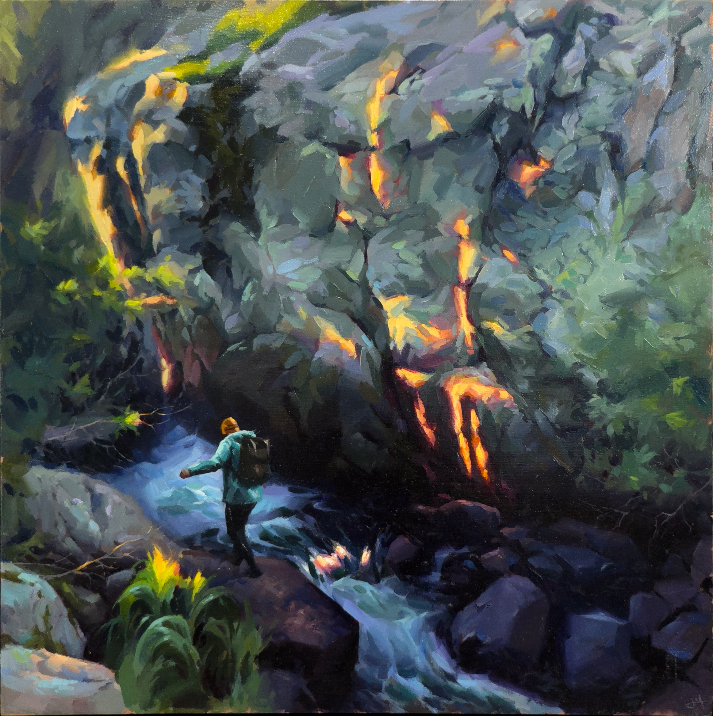 Transmission, 2025. Oil on panel, 24 × 24 in.