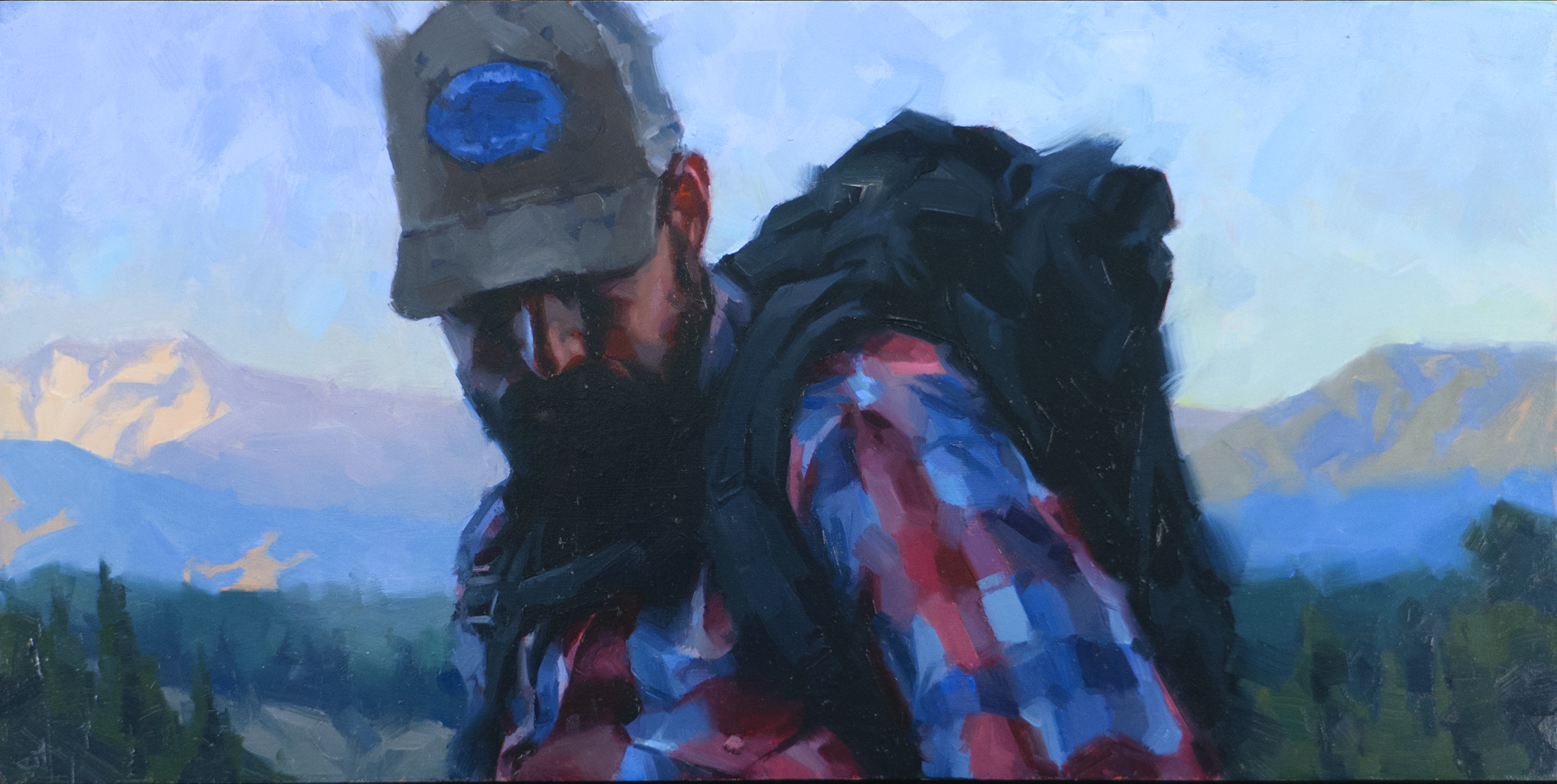 Heading Down 2023. Oil on panel, 12 x 24 in.