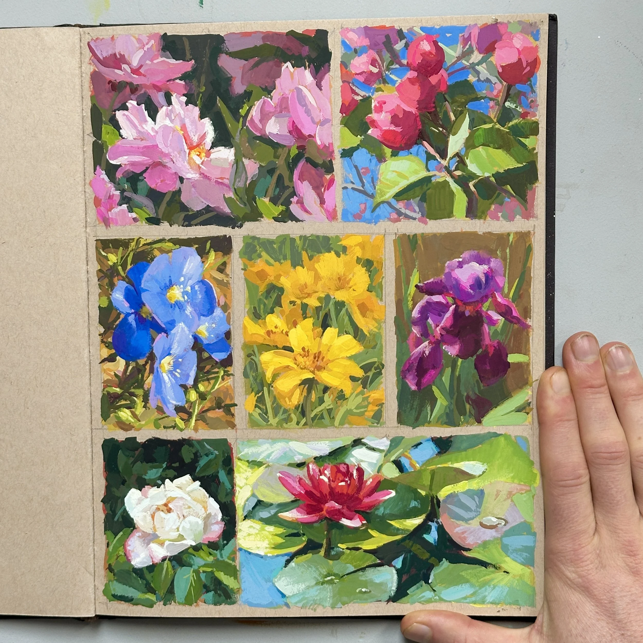 Studies, 2025. Gouache on paper, 9 × 12 in.