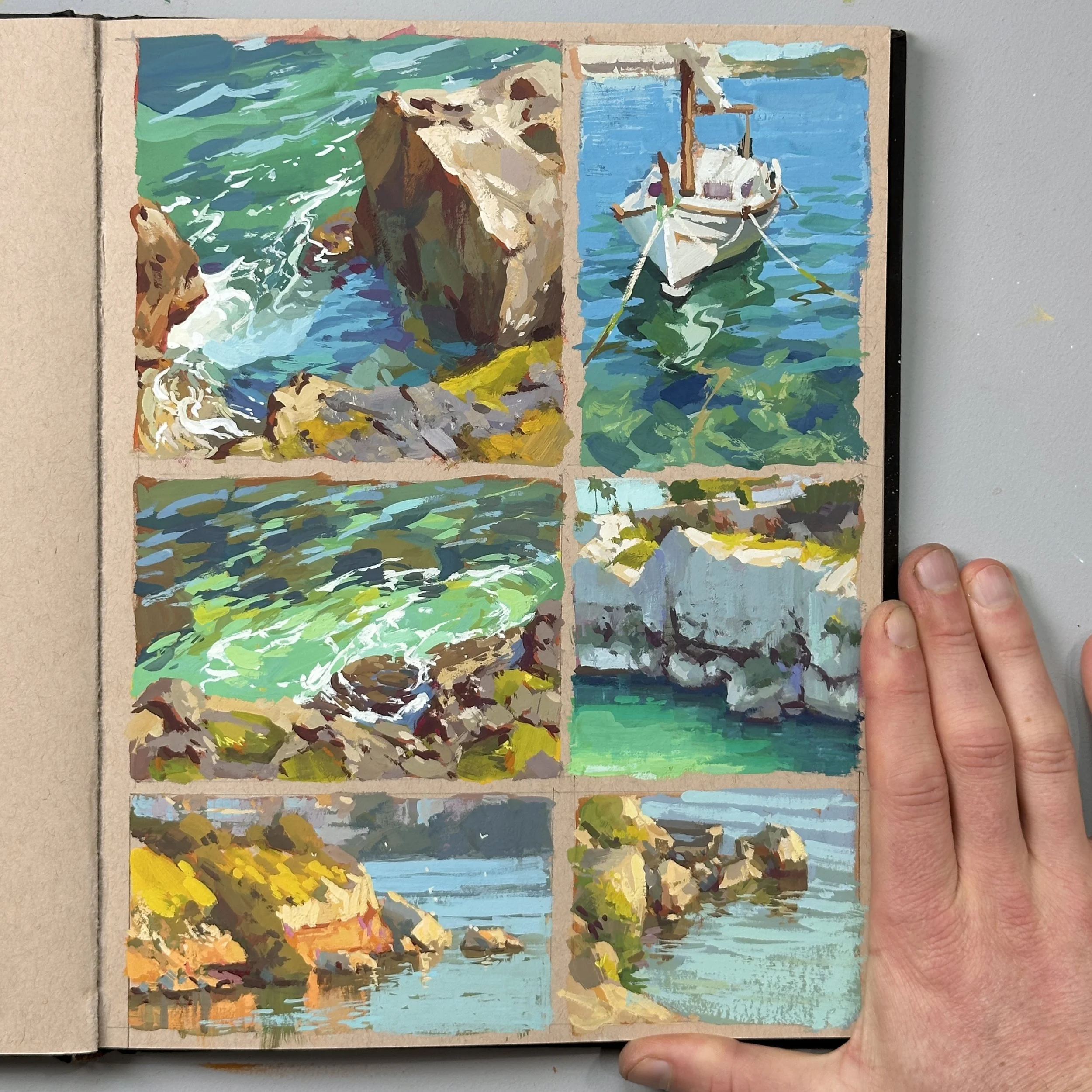 Studies, 2025. Gouache on paper, 9 × 12 in.