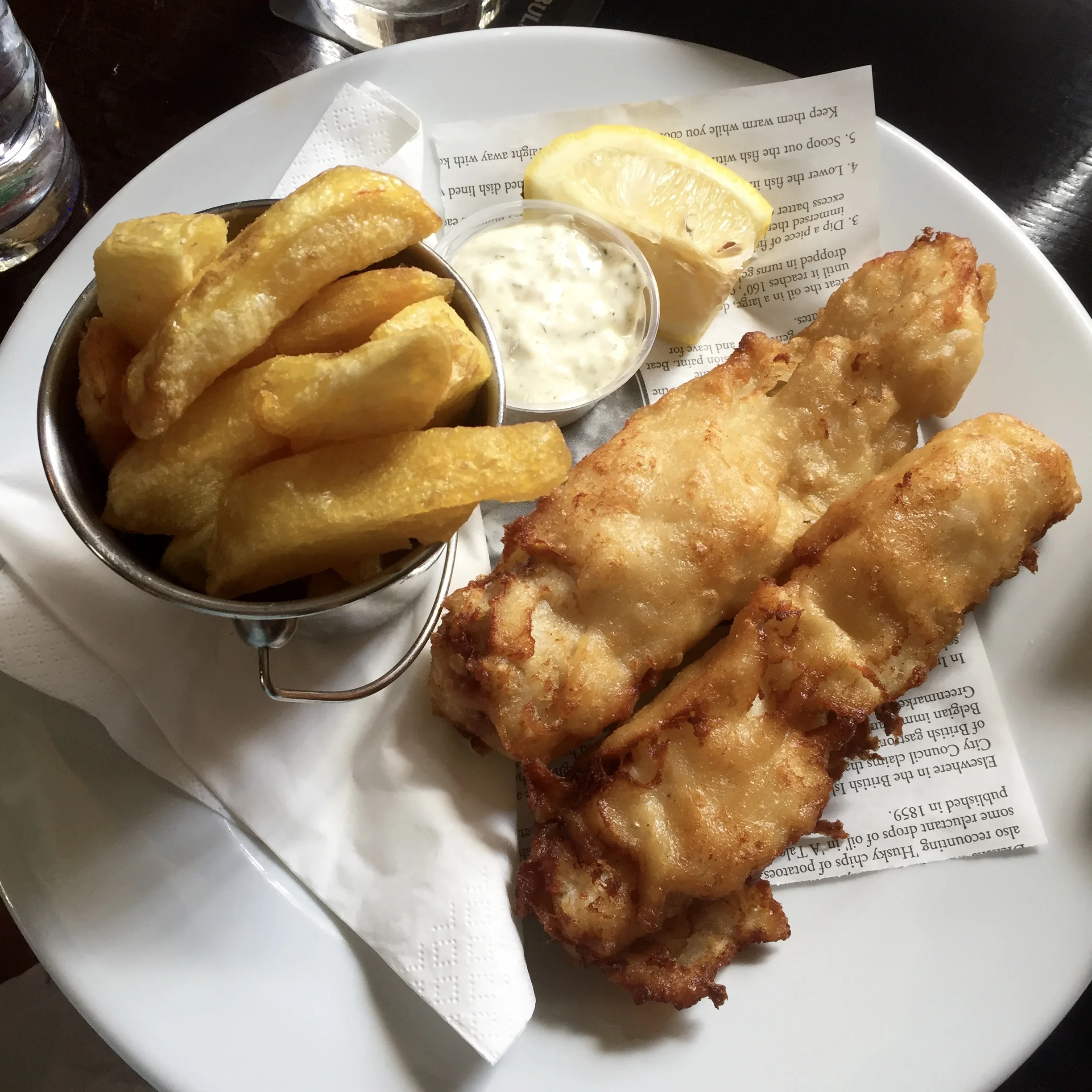 The fish and chips at the Brazen Head.