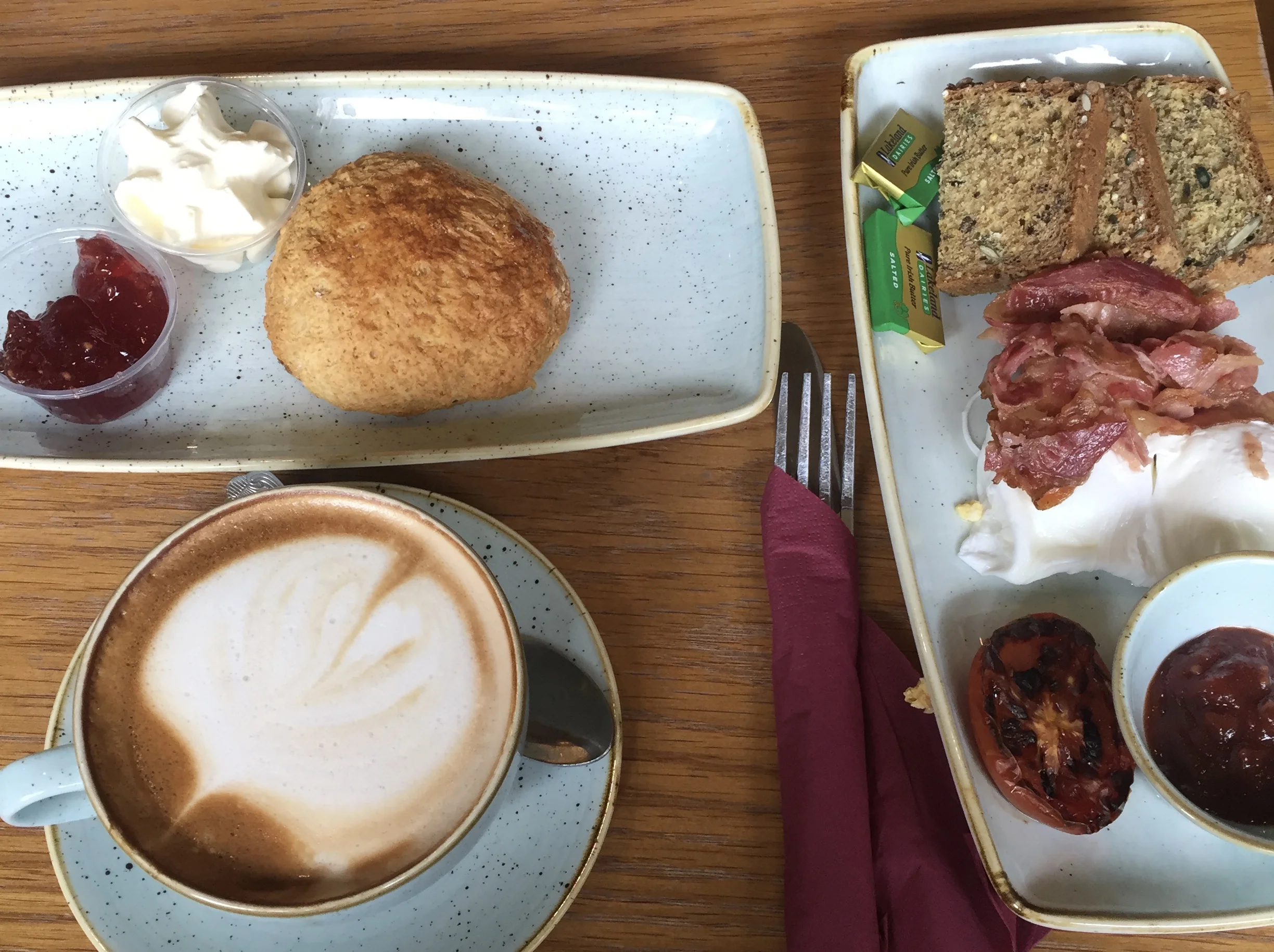 Scones with clotted cream and jam and a traditional Irish breakfast at the Hill of Tara's Maguires Cafe.