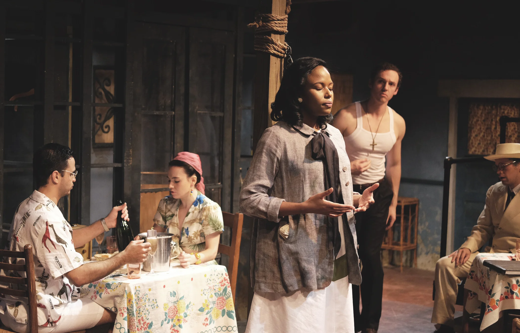   THE NIGHT OF THE IGUANA   By: Tennessee Williams  Directed by: Kyle Fabel  Costume Design: Christelle Matou  Lighting Design: Ethan Olsen  Set Design: Santiago Orjuela-Laverde  NYU GRAD ACTING PRODUCTION 