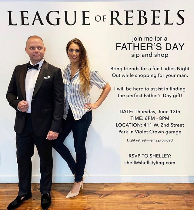 Join me tonight at @leagueofrebels from 6 &ndash; 8. sip and shop; find the perfect Father&rsquo;s Day gift for the Father(s) in your life.