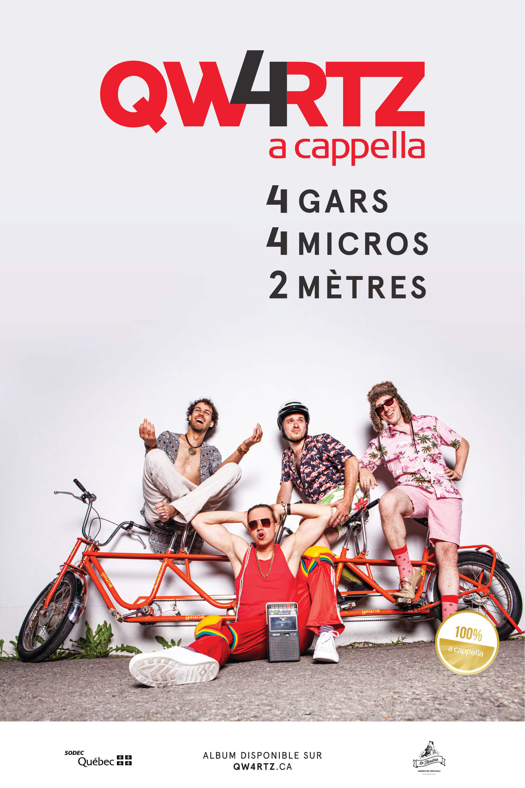 Poster 4 gars, 4 micros, 2 mètres (signed)