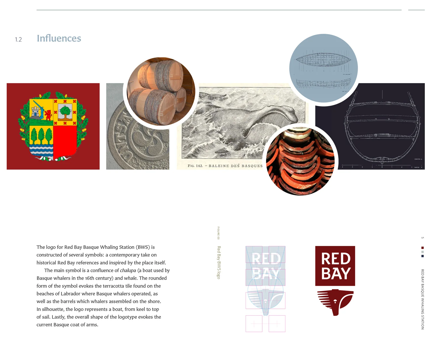 INFLUENCES The logo for Red Bay Basque Whaling Station is constructed of several symbols: a contemporary take on historical Red Bay references and inspired by the place itself.