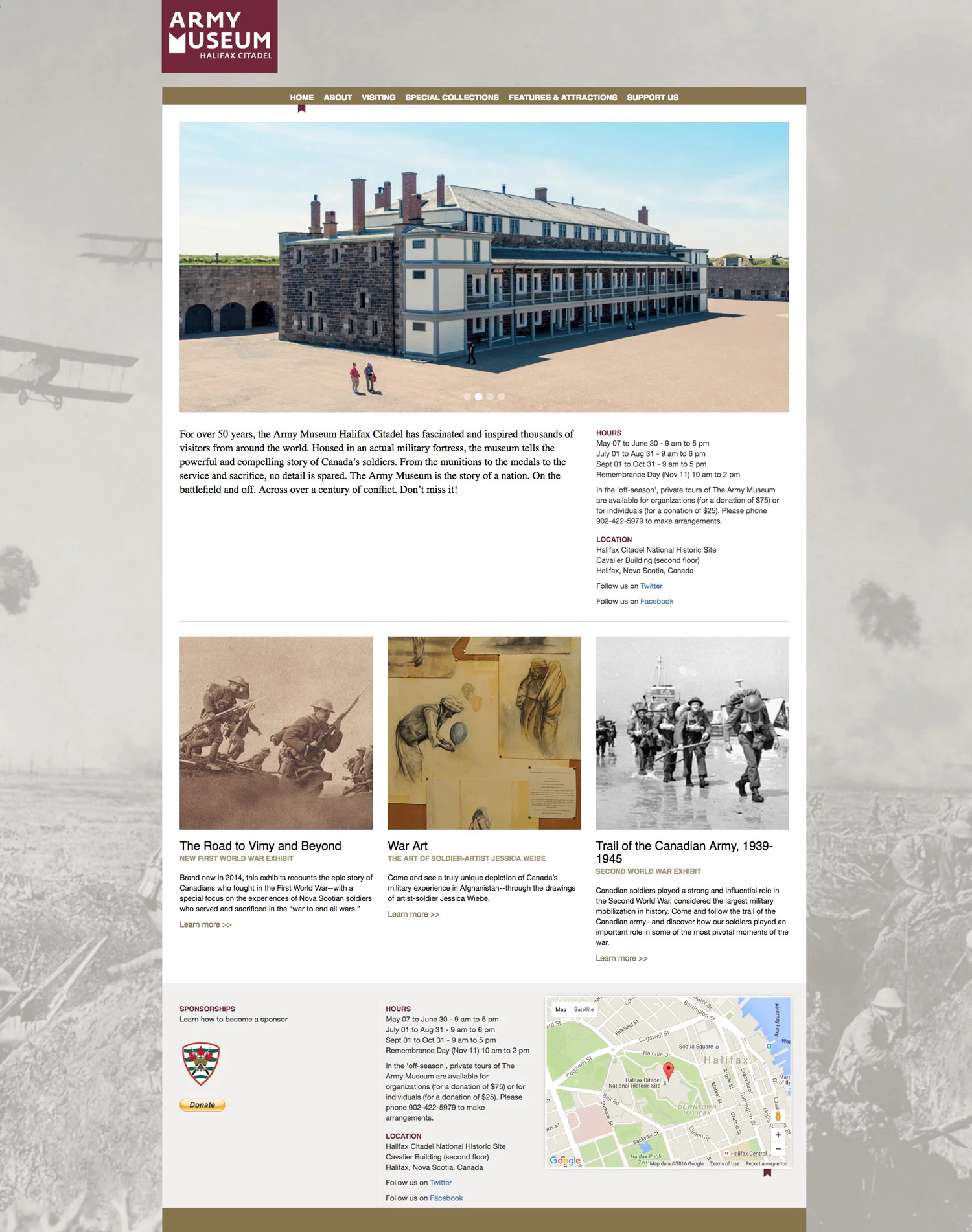 WEBSITE We worked with the Army Museum Halifax Citadel to develop, design, and deploy a new AMHC website.