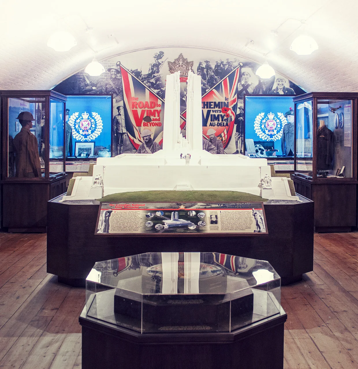 THE CENTERPIECE OF THE EXHIBIT The permanent exhibition, The Road to Vimy Ridge and Beyond, 1914–1918, features a complete scale model of the famous Vimy Memorial, a massive and emotionally powerful monument to the sacrifice of Canadians who fought and died in the First World War.