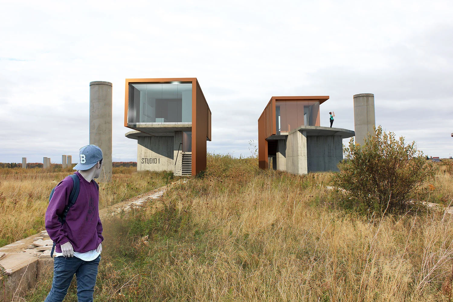 Pointed architectural interventions activate the former concrete foundations of the Fabrication Yards.