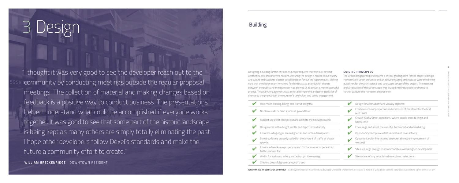A book highlighting the findings of the public engagement and design process was put together so that the stakeholders in the project could better understand the needs of the community.