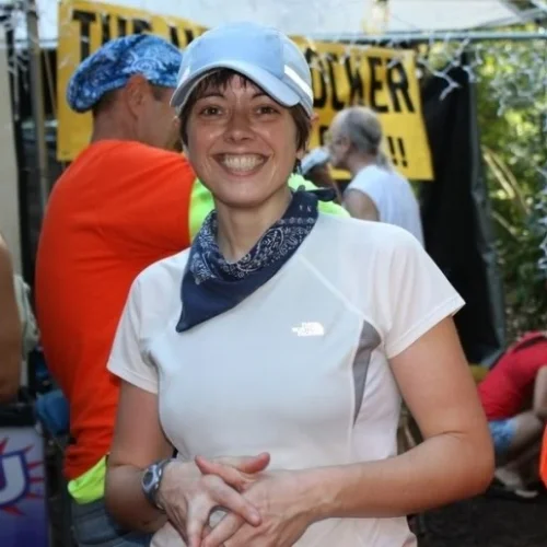 Looks like SOMEone is excited to be running 100 miles! Photo by Andrea Stout.