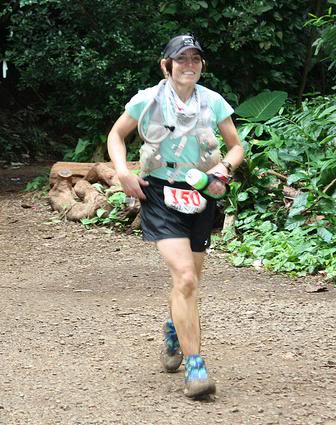 Marian Yasuda is such a rock star. This is how strong she was running after 80+ miles, coming into Paradise Park. Photo by Andrea Stout.