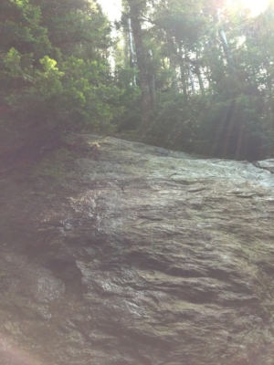 Hard to tell in this photo, but this is a section where you're just climbing up a fairly smooth rock face, much steeper than it looks here... maybe a 70-degree angle. Fun, fun, fun!!