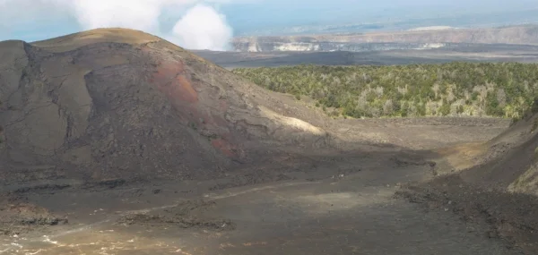 The tiny white dots toward the right half of the photo are people walking the trail. Photo by the National Park Service.
