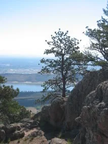 View from the summit, over Horsetooth Reservoir and the city of Fort Collins.