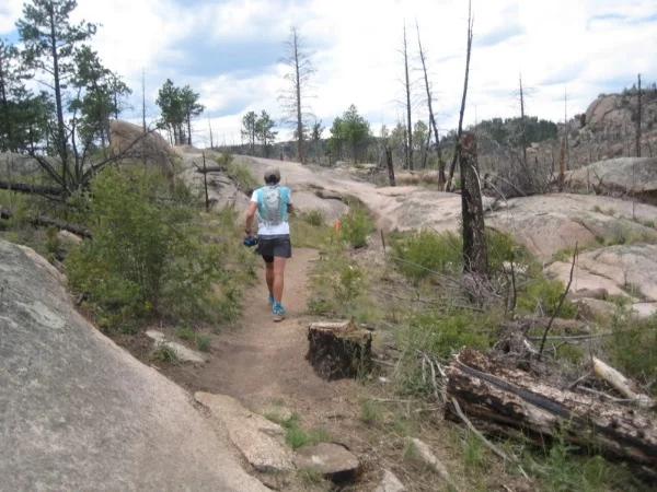 Along the Homestead Trail, climbing back up toward the Homestead aid station.