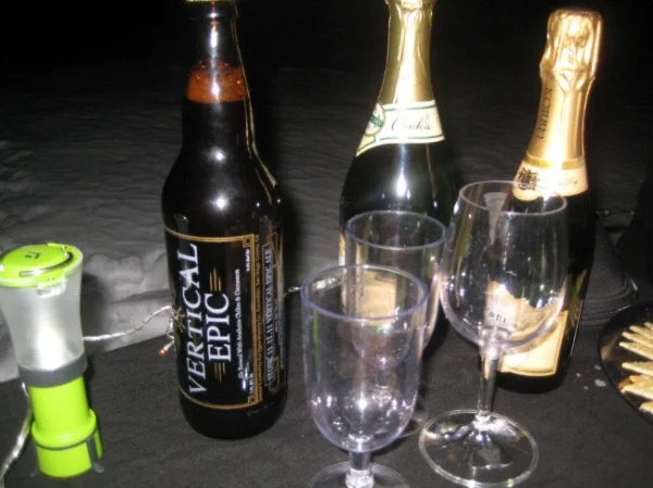 Champagne (we don't mess around!) as well as Vertical Epic Ale, courtesy of local vertical junkie Pete.