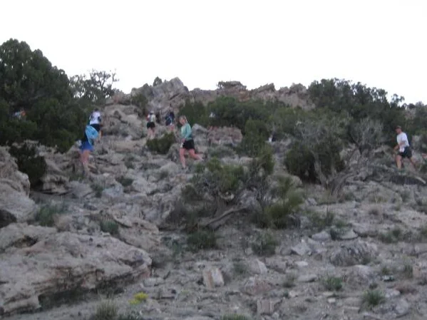 Switchbacks up the Moore Fun Trail as the sun is still rising.