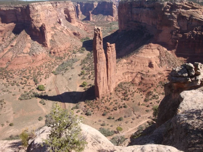 Iconic Spider Rock from above. The race follows the dirt road to the left of the rock in this image. Photo: John Waddell
